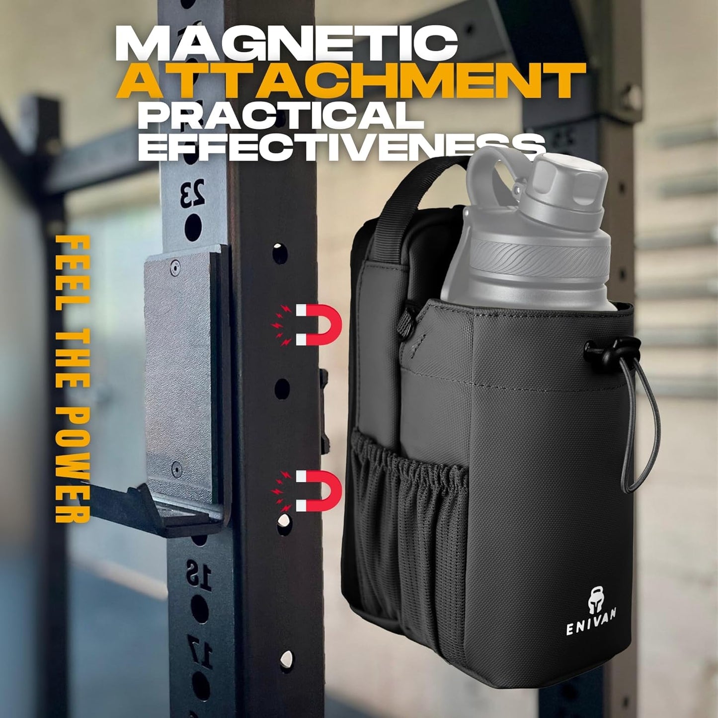 Magnetic Water Bottle Holder - Portable, Durable Black Backpack for Fitness