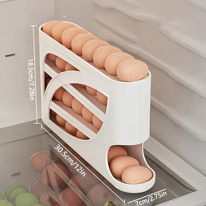 1pc Space-Saving Egg Storage Organizer with Automatic Rolling Eggs - Heavy-Duty Refrigerator Egg Box,